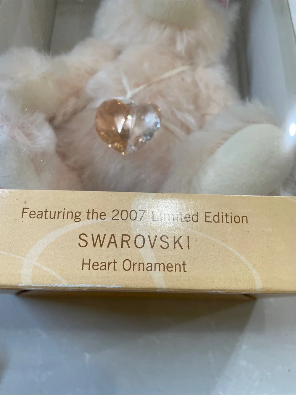 Jewels Light Peach Steiff Teddy Bear with Swarovski Heart Ornament 2007